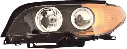 Ляв фар Magneti Marelli за BMW Series 3 (E46 coupe/cabrio 2003-2006, черна рамка / с жълт мигач)
