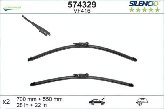 Плоски предни чистачки Valeo — Комплект за лява и дясна страна за Citroën C5, Opel Zafira