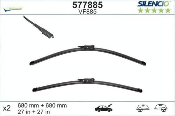 Плоски предни чистачки Valeo — Комплект за лява и дясна страна за Ford Mondeo (IV 2015-2017)