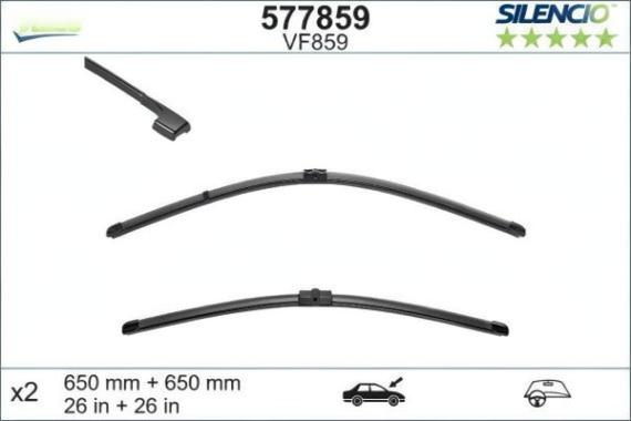 Плоски предни чистачки Valeo — Комплект за лява и дясна страна за Porsche Cayenne, Volkswagen Touareg