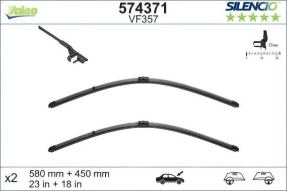 Плоски предни чистачки Valeo — Комплект за лява и дясна страна за Alfa Romeo 159 / Brera / Spider