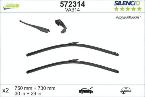 Плоски предни чистачки Valeo — Комплект за лява и дясна страна за Ford Galaxy / S-Max
