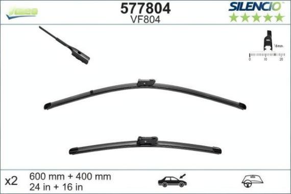 Плоски предни чистачки Valeo — Комплект за лява и дясна страна за Skoda Fabia (III 2014-2018)