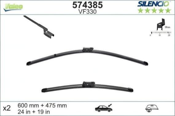 Плоски предни чистачки Valeo — Комплект за лява и дясна страна за Skoda Yeti, Volkswagen